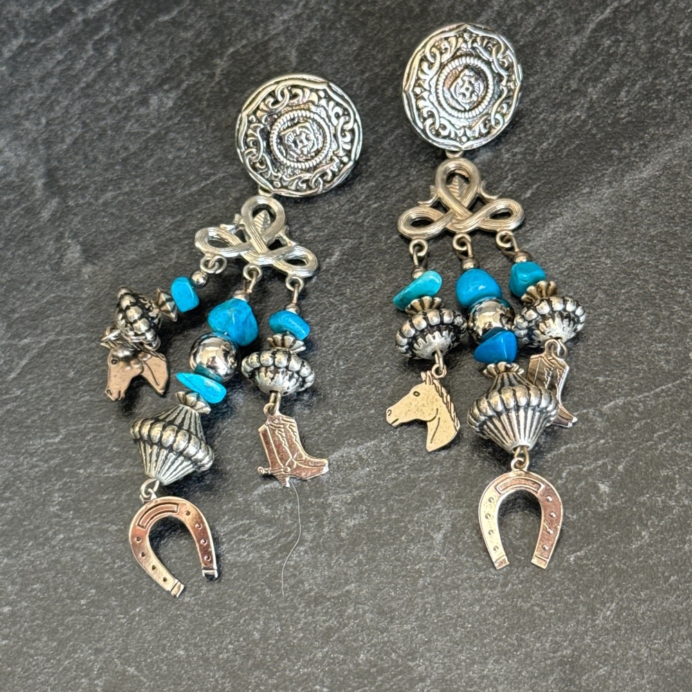 Western dangle earrings boot, horse, horseshoe charms